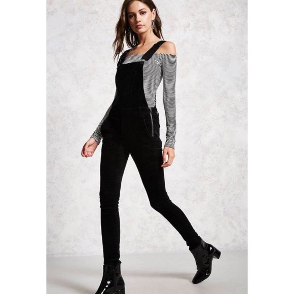 black corduroy overalls